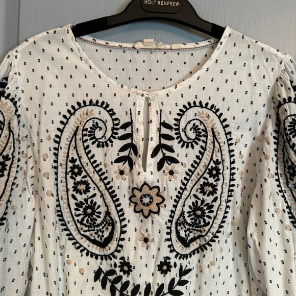 Fat Face Imogen Embroidered Blouse Size Large Peasant Boho Hippie Balloon Sleeve - Picture 5 of 16
